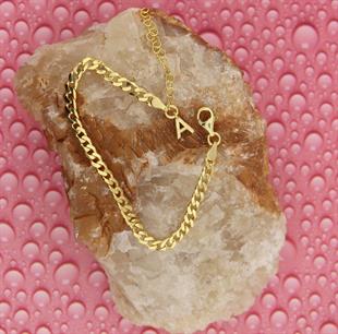 925 Ayar Gümüş Harfli Gurmet Zincir Bileklik