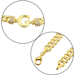 925 Ayar Gümüş Harfli Kalın Zincir Choker  Kolye