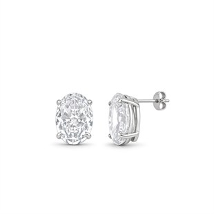 925 Ayar Gümüş Ice Cut Oval Taşlı Küpe
