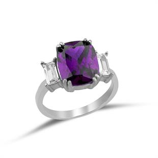 925 Ayar Gümüş Ilyra Ametist Taşlı Yüzük