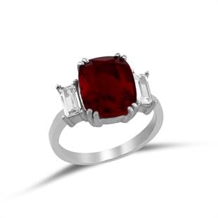 925 Ayar Gümüş Ilyra Ruby Taşlı Yüzük