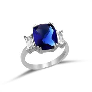 925 Ayar Gümüş Ilyra Safir Taşlı Yüzük