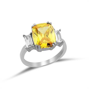 925 Ayar Gümüş Ilyra Sitrin Taşlı Yüzük