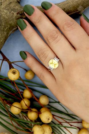 925 Ayar Gümüş Ilyra Sitrin Taşlı Yüzük