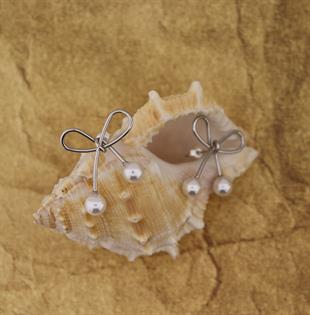 925 Ayar Gümüş İncili Fiyonk Küpe