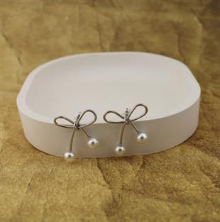 925 Ayar Gümüş İncili Fiyonk Küpe