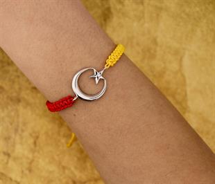 925 Ayar Gümüş İpli Gümüş Ay Yıldız İcardi Bileklik