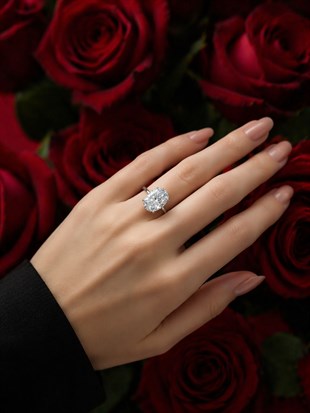 925 Ayar Gümüş Işıltılı Oval Kesim (Ice Cut) Taşlı Yüzük