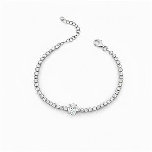 925 Ayar Gümüş Işıltılı Oval Taşlı Tenis Bileklik