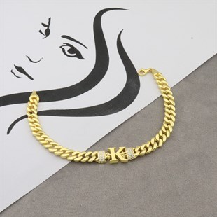 925 Ayar Gümüş K HArfi Gold Bileklik