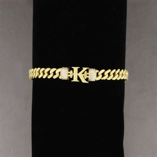 925 Ayar Gümüş K HArfi Gold Bileklik