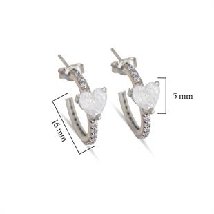 925 Ayar Gümüş Kalp Detaylı Candy Halka Küpe