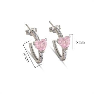 925 Ayar Gümüş Kalp Detaylı Candy Halka Küpe