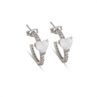 925 Ayar Gümüş Kalp Detaylı Candy Halka Küpe