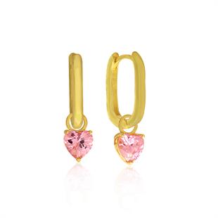 925 Ayar Gümüş Kalp Küpe (İki Farklı Kullanım Çeşidi)