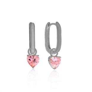 925 Ayar Gümüş Kalp Küpe (İki Farklı Kullanım Çeşidi)