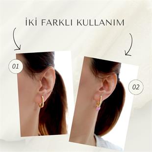 925 Ayar Gümüş Kalp Küpe (İki Farklı Kullanım Çeşidi)