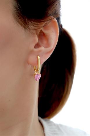 925 Ayar Gümüş Kalp Küpe (İki Farklı Kullanım Çeşidi)