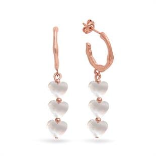 925 Ayar Gümüş Kalp Sedef Taşlı Halka Küpe