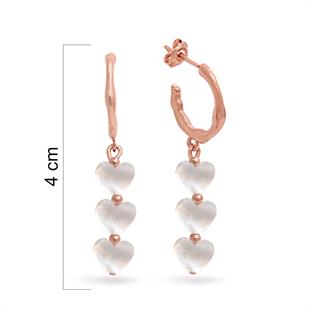 925 Ayar Gümüş Kalp Sedef Taşlı Halka Küpe