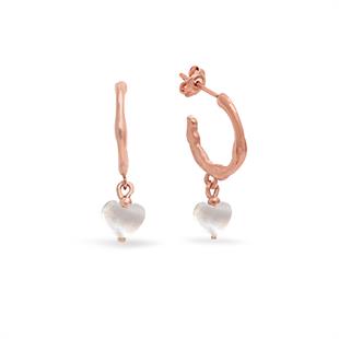 925 Ayar Gümüş Kalp Sedef Taşlı Halka Küpe