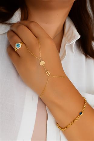 925 Ayar Gümüş Kalpli Harf Şahmeran