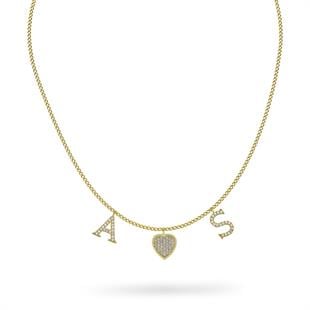 925 Ayar Gümüş Kalpli İki Harfli Gurmet Zincir Kolye