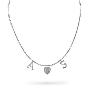 925 Ayar Gümüş Kalpli İki Harfli Gurmet Zincir Kolye