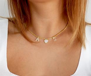 925 Ayar Gümüş Kalpli İki Harfli Gurmet Zincir Kolye