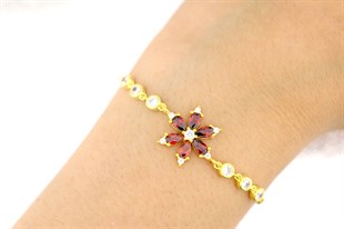 925 Ayar Gümüş Kamelya Çiçeği Bileklik