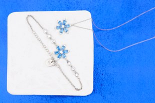 925 Ayar Gümüş Kamelya Çiçeği Takı Seti