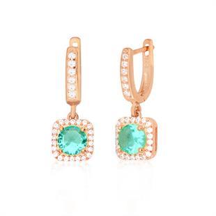 925 Ayar Gümüş Kare Paraiba Taşı Küpe