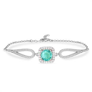 925 Ayar Gümüş Kare Paraiba Taşı Takı Seti