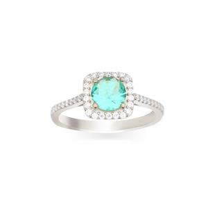 925 Ayar Gümüş Kare Paraiba Taşı Takı Seti