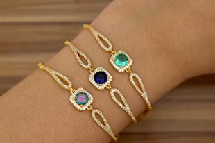 925 Ayar Gümüş Kare Pırlanta Modeli Bileklik