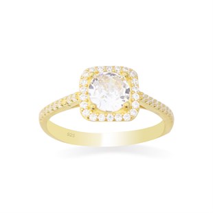 925 Ayar Gümüş Kare Pırlanta Modeli Takı Seti