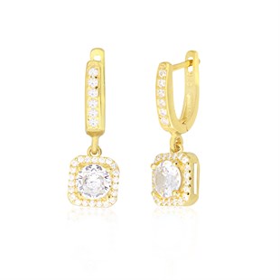 925 Ayar Gümüş Kare Pırlanta Modeli Takı Seti