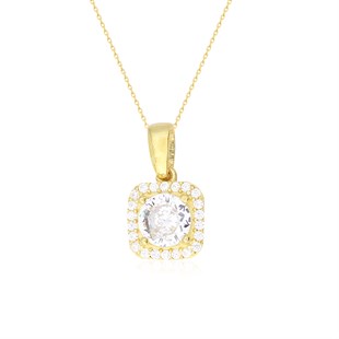 925 Ayar Gümüş Kare Pırlanta Modeli Takı Seti