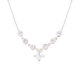 925 Ayar Gümüş Kare Tektaş Kolye