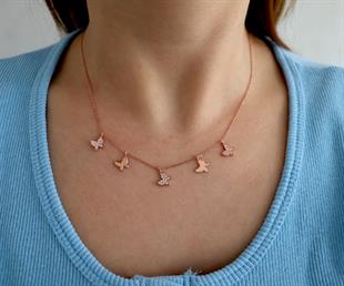 925 Ayar Gümüş Kelebekli Şans Kolyesi