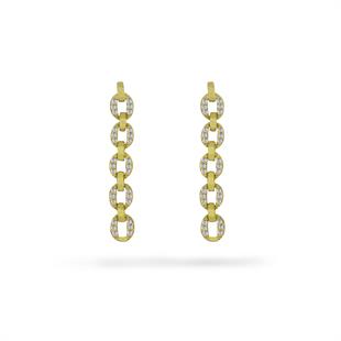 925 Ayar Gümüş Kenarları Taşlı İtalyan Zincir Küpe