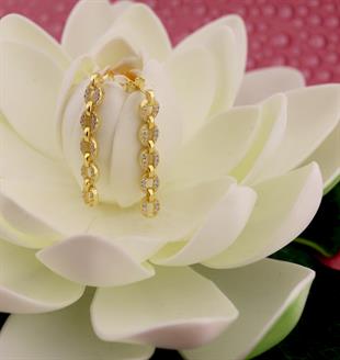 925 Ayar Gümüş Kenarları Taşlı İtalyan Zincir Küpe