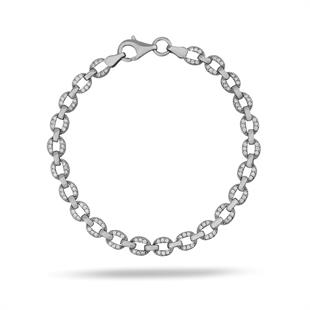 925 Ayar Gümüş Kenarları Taşlı İtalyan Zincir Bileklik