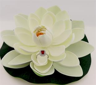 925 Ayar Gümüş Kırmızı Baget Taşlı Anturaj Yüzük