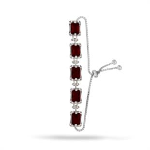 925 Ayar Gümüş Kırmızı Baget Taşlı  Bileklik