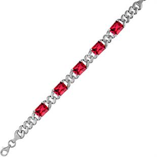 925 Ayar Gümüş Kırmızı Baget Taşlı Gurmet Bileklik