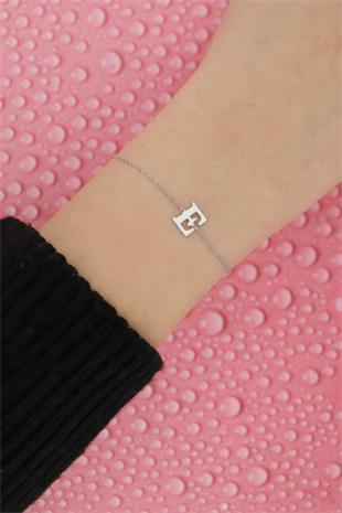 925 Ayar Gümüş Kişiye Özel Harfli Minimal Bileklik