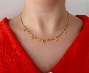 925 Ayar Gümüş Kişiye Özel İsimli Ataç Zincir Kolye