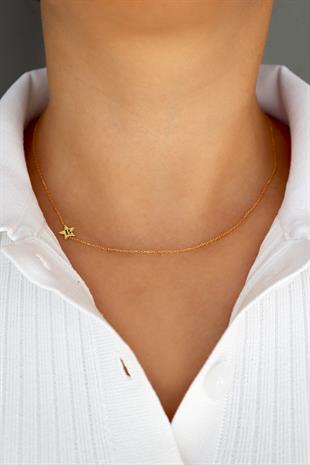 925 Ayar Gümüş Köprücük Yıldız Harf Kolye