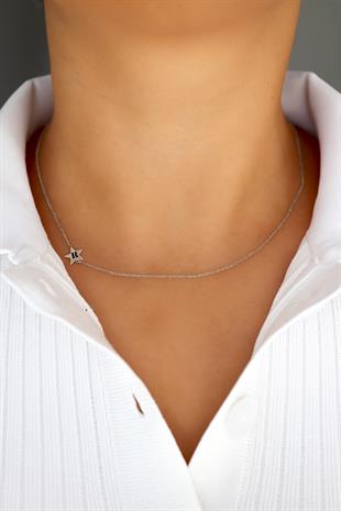 925 Ayar Gümüş Köprücük Yıldız Harf Kolye